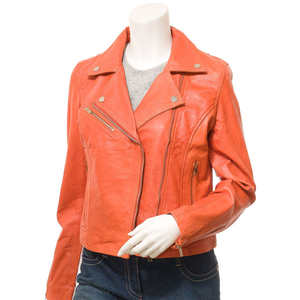 Chaquetas de Cuero Genuino Satinado Personalizadas para Mujer, Transpirables, con Bolsillos Decorativos, Venta de Fábrica, a la Moda, de Marca, para Otoño - Product Image 3