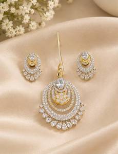 Parure de bijoux ethniques TISHYA DIAMOND plaqué or avec zircon taille brillant, motif fleur, boucles d'oreilles et collier pour femme, en alliage de cuivre, idéale pour mariage - Product Image 4