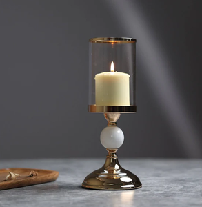 Candelero de mesa decorativo de latón AK con acabado dorado y blanco, Juego de 2 para decoración de Hotel/decoración del hogar - Product Image 2