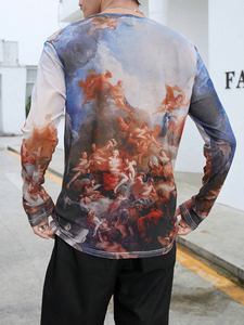 เสื้อยืดแขนยาวคุณภาพสูงสำหรับผู้ชาย ผ้าฝ้าย 100% สีดำล้วน เสื้อผ้าแฟชั่น เสื้อยืดคอกลมแขนยาวระบายอากาศได้ดีสำหรับผู้ชาย - Product Image 3