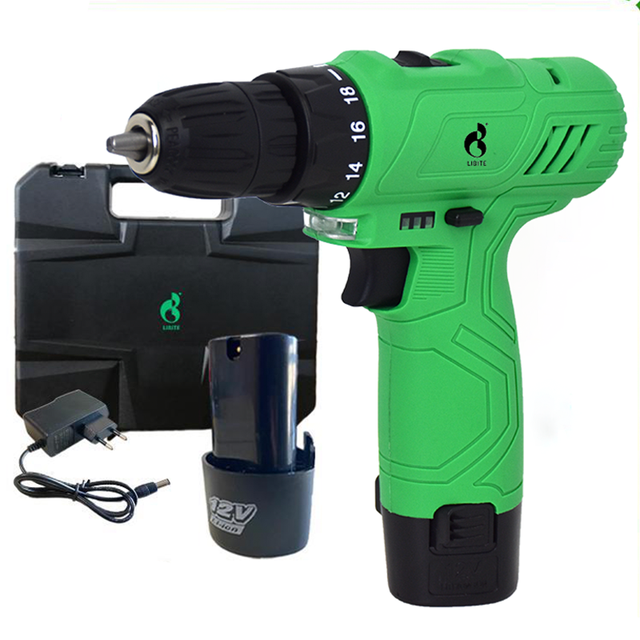 High Quality 12V Cordless Drill Powered by Lithium-Ion Battery for Wood Industrial Applications With Two Batteries Included