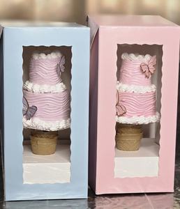 Custom Cake Pakket <span class=keywords><strong>Box</strong></span>, Taart Fancy Boxes Met Doorzichtig Venster, Aangepaste Wijn Glazen Cakebox - Product Image 2