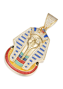 Colgante de Rey Egipcio en Oro de 14K y Chapado en Rodio con Moissanita y Detalles de Esmalte para Regalo - Product Image 3