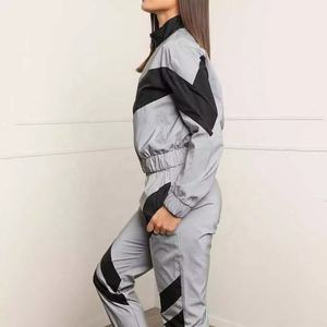 Survêtement réfléchissant deux pièces pour femmes, logo personnalisé, bloc de couleurs, mode sport pour dames, survêtement pour femmes - Product Image 5
