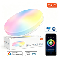 Plafonnier LED intelligent RGBCW 2000LM IP20 Tuya WiFi pour contrôle par application Alexa Google Assistant, intensité variable pour la maison