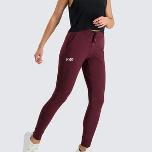 Venta al por mayor de joggers de lona ligeros personalizados para las mujeres de secado rápido Activewear pantalones con cintura media delantera plana equipo de entrenamiento de invierno - Product Image 5