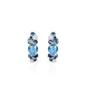Jeulia Olivetta Multi-Blue <b>Hoop</b> Earrings in <b>Sterling</b> <b>Silver</b> Perfect Gift - Product Image 1