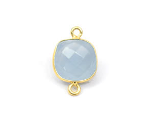 Pierre précieuse naturelle avec connecteur de lunette double à facettes en forme de coussin plaqué or 18 carats pour la fabrication de bijoux - Product Image 4