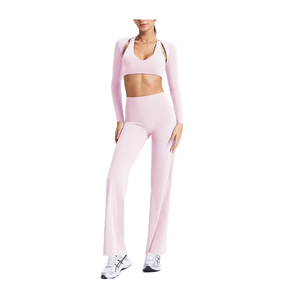 Wholesale Custom Gym Fitness Sportswear Bra Soft Stretchy High Waisted Straight Leg Bottoms <b>Flare</b> <b>Leggings</b> for <b>Women</b> - Product Image 2