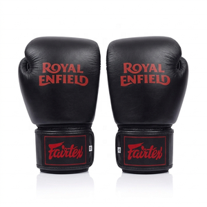 Guantes de Boxeo Fairtex de Cuero Negro Transpirable de Alta Calidad para Soporte de Muñeca, Impresión Serigrafiada, Artes Marciales, Kickboxing - Product Image 1