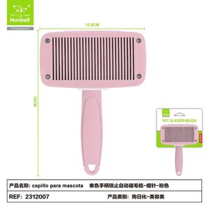 Brosse de toilettage pour chien et chat à tête carrée, monocolore, avec poignée verrouillable, brosse démêlante pour animaux de compagnie, vente en gros, fabricant - Product Image 2
