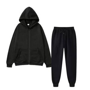 Nouveauté : Ensemble assorti homme et femme de couleur unie - Pull à capuche décontracté et chaud pour l'hiver + Pantalon de survêtement - Product Image 3