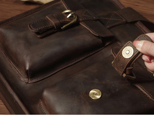 Classic Genuine Leather Laptop Messenger with Crossbody Strap Portable Design and Dual Front Pockets <b>for</b> Office Use - Product Image 3