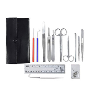 Kit de disección integral de acero inoxidable de 15 piezas superventas para biología, anatomía, veterinaria, Manual para estudiantes en laboratorio - Product Image 1