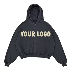 2025 New High Quality Cotton French Terry Oversize Hoodie <b>Thick</b> <b>Fleece</b> Drop Shoulder Plain Blank Custom Men Hoodies Wholesale - Product Image 4