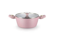 Nouveautés Batterie de cuisine moderne personnalisable en aluminium à revêtement céramique rose à induction batterie de cuisine et de poêles antiadhésives batterie de cuisine