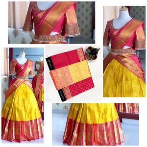 Ropa de fiesta india y Sari de red de estilo Bollywood con Secuencia de arcoíris lechoso de lujo y Sari de trabajo de borde de trabajo de hilo con blusa - Product Image 2