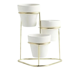 Vase à fleurs hydroponique à 2 niveaux de conception simple avec support en métal Prix de gros Vase en fer de luxe Décoration de plantes pour mariage Quantité en vrac - Product Image 2