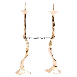 Set of 2 Flower Designing Handmade Pure <b>Brass</b> Candle <b>Holders</b> Luxury Wholesale Customized Size Lightening <b>Candlestick</b> <b>Holder</b> - Product Image 4