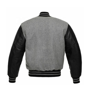 Personalidad tendencia pareja abrigo béisbol calle personalizado hombres y mujeres Letterman chaquetas gris lana Boda con mangas de cuero Rel - Product Image 3