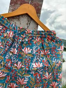 Short femme coton bohème floral fait à la main Style Hippie Vintage poche à cordon décontracté été Look Vintage - Product Image 4