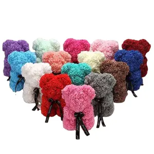 25cm Small Gift Artificial Rose Bears PE Foam Teddy Rose Bears For Decorative Flowers Made In China