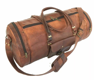 Sac de sport en cuir marron fait main Bagages de voyage en cuir véritable de luxe Week-end Nuit Gym Continuer Vente en gros - Product Image 3