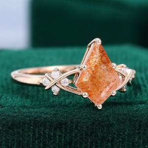 Anillo de Boda de Plata de Ley 925 para Mujer con Piedra Solar Dorada de Corte Cometa para Fiestas, Día de San Valentín, Venta al por Mayor - Product Image 2