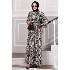 Vestido Hijab Tejido Crepé Estampado Negro - Product Image 5