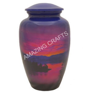 Urne funéraire en métal pour adulte, artisanale, avec motif de papillon blanc gravé, urne commémorative en aluminium - Product Image 6