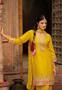 Fuente directa de exportación de Dhwaja para la nueva colección Real Chinon bordado trabajo Salwar Kameez indio pakistaní fiesta boda desgaste - Product Image 6