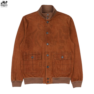 Vêtement d'extérieur Veste en cuir suédé à coque en toile personnalisée Légère Respirante Coupe-vent Logo avant Hiver Décontracté RHINOFLEX Homme - Product Image 5