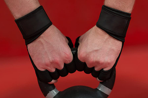 100% ถุงมือหนังครึ่งนิ้วสำหรับออกกำลังกาย, ถุงมือฟิตเนสหนังสำหรับยิมยกน้ำหนักเล่นกีฬา - Product Image 3