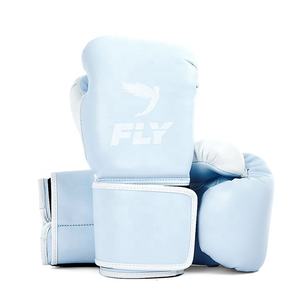 Nouveau modèle de gants de boxe professionnels à lacets pour l'entraînement au kickboxing, sangle bleue, logo personnalisé, cuir véritable confortable, Muay - Product Image 1