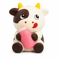 Jouet Squishy Vache Mignonne à Remontée Lente Anti-Stress Kawaii, Jouet à Presser Doux pour Décoration de Bureau, Cadeau