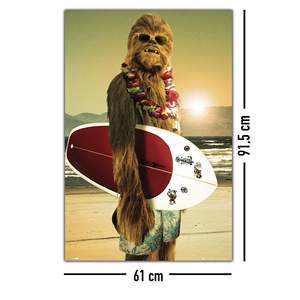 Modern Style Star Wars Canvas <b>Poster</b> Chewbacca Surfin' in Black <b>Frame</b> - Product Image 3
