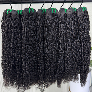 Short Pixie Curly Human Hair Bundles Natural Black Double Weft Soft Defined Curls For <b>Sew</b> In Hair Weave - Product Image 1