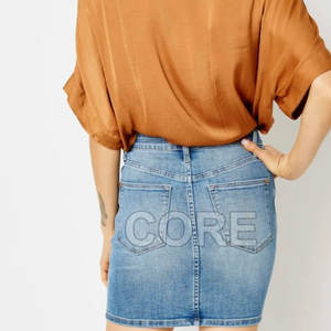 2025 diseño personalizado bajo Moq precio barato algodón hecho faldas de jeans de mujer de alta calidad faldas de jeans de mujer - Product Image 5