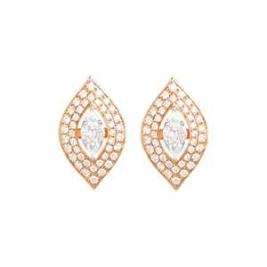 Élégantes et luxueuses boucles d'oreilles clous en or 18 carats avec diamants de couleur EF et clarté VVS1, certifiées SGL LAB et marquées BIS - Product Image 1