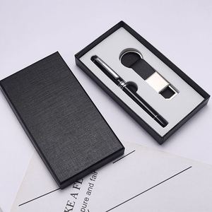 Juego de regalo de oficina corporativa de lujo Bolígrafo de metal de aleación de zinc con llavero de cuero en caja para promociones comerciales - Product Image 3