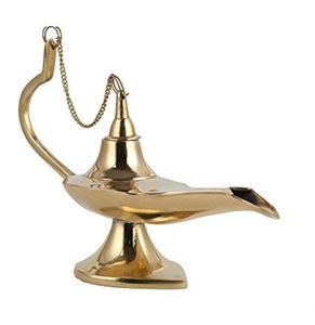 Lámpara de Aladino grabada de latón macizo de alta calidad con acabado dorado, lámpara de Chirag decorativa de mesa de diseño vintage, estilo árabe. - Product Image 6