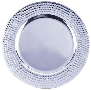 Assiettes de présentation rondes sans danger pour les aliments avec bordure martelée assiettes de service en métal pour les événements de mariage décor de Table à dîner - Product Image 1