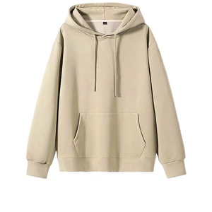 เสื้อสเวตเตอร์แบบสวมหัวสำหรับผู้ชาย, เสื้อลำลองแขนยาวทรงหลวมสีพื้นผ้าฝ้าย - Product Image 1