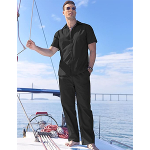 Ensemble décontracté de qualité supérieure 2 pièces : chemise à manches longues boutonnée et pantalon ample, respirant et à séchage rapide, idéal pour la plage et le yoga en été - Product Image 4