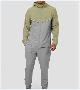 Chándal de tela de elastano/poliéster de calidad superior para hombres, conjunto de prendas de vestir exteriores informales para hombres, chándales de ajuste regular de 2017 - Product Image 1