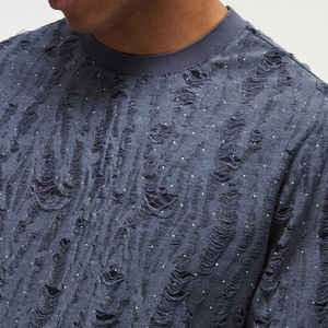 Nuevo diseño de gran tamaño Streetwear Boxy Fit camiseta para hombres con bordado desgastado alta calidad 100 por ciento algodón al por mayor - Product Image 6