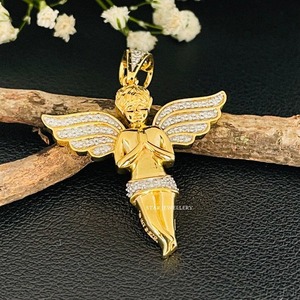 VVS Moissanite จี้ฮิปฮอปสำหรับเด็กทารกจี้3D เทวดาสีเงินสเตอลิง925 - Product Image 1