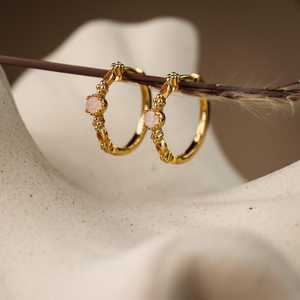 ต่างหูซิทรีนธรรมชาติ925เงินสเตอร์ลิง14K สีทองต่างหูห่วงเวอร์เมลเครื่องประดับวินเทจ - Product Image 2