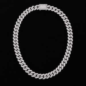 Collier cubain en moissanite VVS qui passe le test du diamant, plaqué or 18 carats, 12 mm, style hip-hop, pour homme, avec boîte cadeau de luxe - Product Image 1