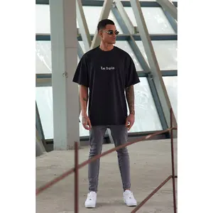 Camiseta estampada de color negro de gran tamaño para hombre, calidad premium, venta al por mayor, hecha en Turquía, al mejor precio, en el mejor momento